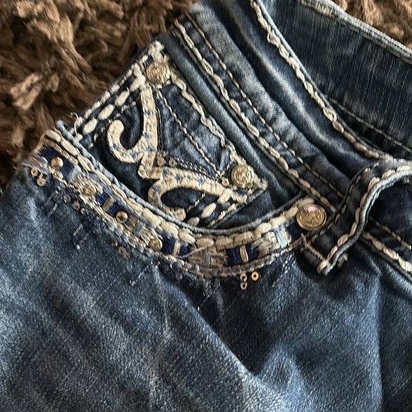 Grace in LA Light Blue Boot Cut Jeans with Embellished Pockets - Picture 5 of 7